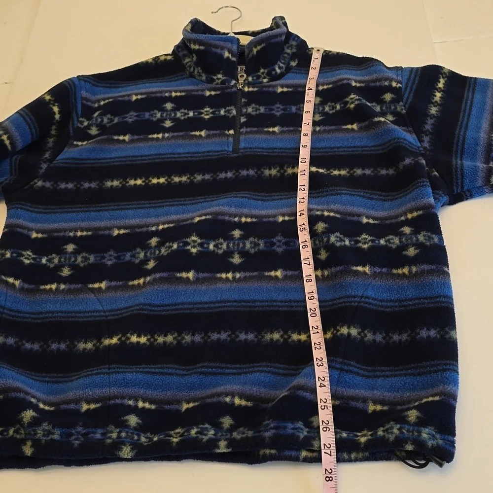 Lands' End Men's Pull over 1/4 Zip Polartech Sweater Print Blue Green Size Large - Picture 16 of 16